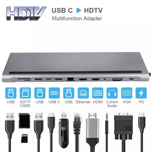 HUB USB C 12 IN 1 per Macbook