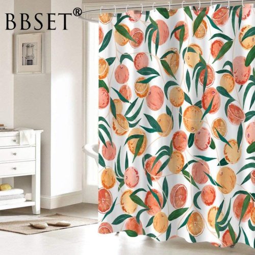 Summer Fruit Shower Curtain Cartoon Fruit Orange Apple Peach Pattern Waterproof Multi-size Douchegordijn Kids Bathroom Decor