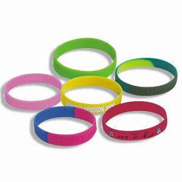 Silicon Bracelets, Available with Pressed or Printed Logo