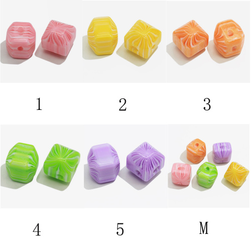 Decorative Cube Square Shaped Colorful Resin Beads Kawaii Cabochon For Handmade Craft Beads Charms Kids Bracelets Spacer