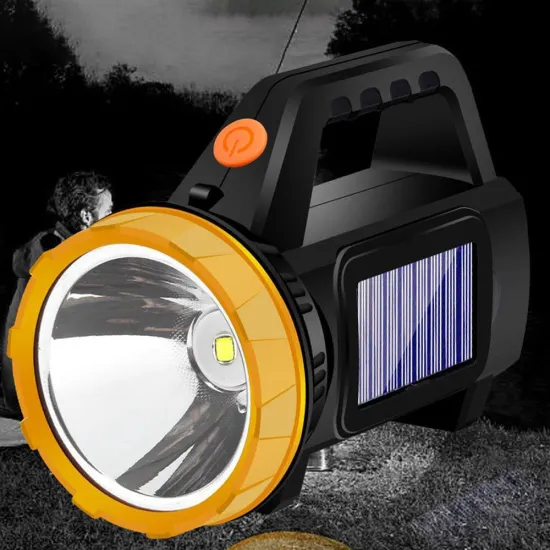 High-Power Waterproof USB Rechargeable Solar LED Searchlight for Outdoor Use