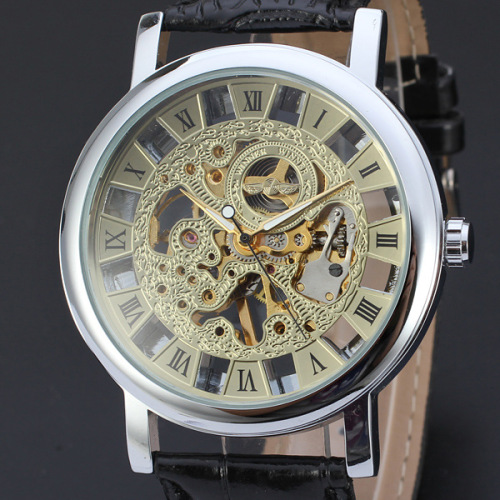 hign gloss leather band watch 3 atm water resistant alloy watch for men
