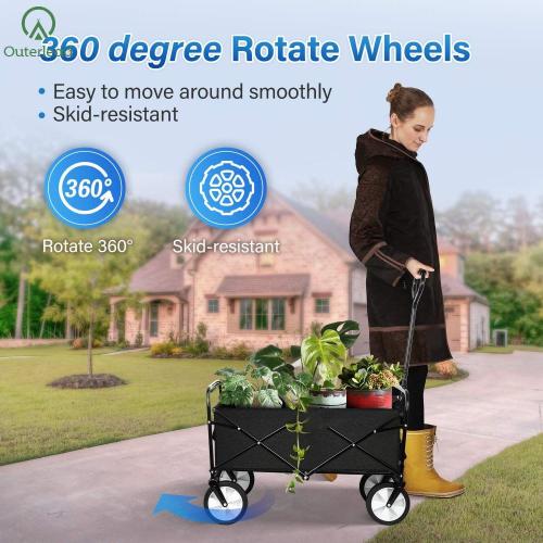  double decker folding wagon Camping Cart with 360° Swivel Wheels+Adjustable Handle Factory