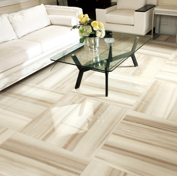 Wholesale FOSHAN 600X600mm full glossy finish polished glazed brown porcelain White marble look Villa Bathroom Floor tiles