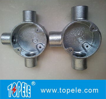 Electrical Pipe Bs4568 Tee Way / Three Way Malleable Iron Circular Junction Box Conduit Fittings