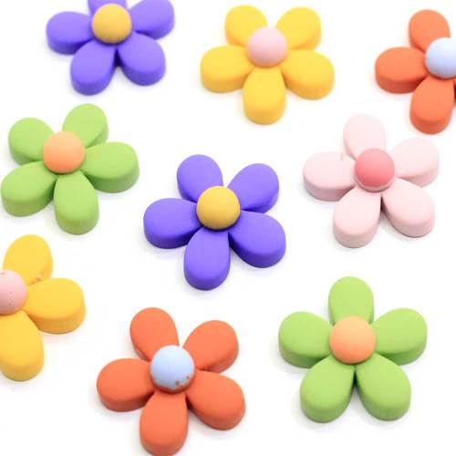 26mm Multicolor Flower Flatback Resin Cabochons Scrapbook Craft DIY Embellishments Decoration Headwear accessories