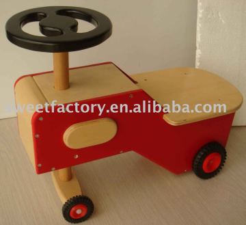 wooden kids toy swing car with the steering wheel