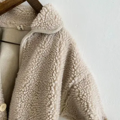 Children's Long Lamb Wool Coat