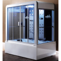 Puerta de bañera de bypass sin marco de 2 personas sala de vapor de fibra de vidrio portátil