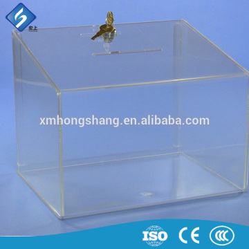 Practical and Waterproof Extra Large Clear Acrylic Ballot Box with Key Lock on Top