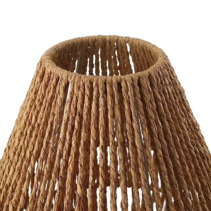 Retro Chinese Hemp Rope Table Lamp - Handmade Rattan Bedside Light for B&B Bedrooms