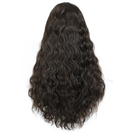 X-TRESS Brown Colored Full Curly Synthetic Machine Wig With Air Bangs Silky Soft Cosplay Make Up Party Heat Resistant Wigs