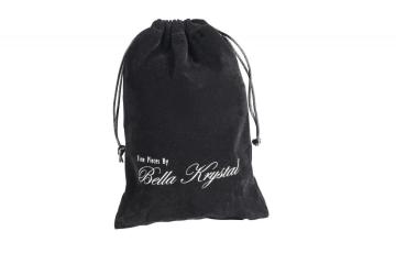 White printing velvet bag drawstring gift pouch