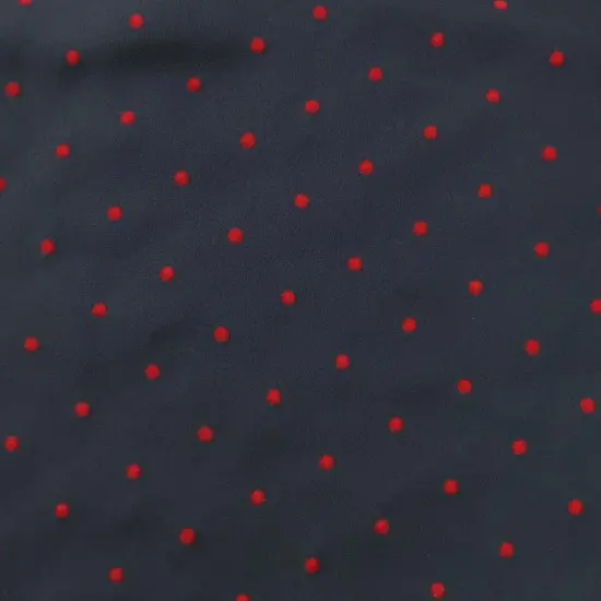 100% Polyester moss crepe with Red flocking