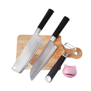 Pisau Dapur Keluli Tahan Karat dengan Papan Pemotong Buluh