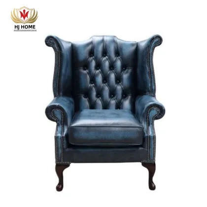 HJ HOME Classic Wingback Queen Anne Armchair - High-Back Chesterfield Sofa Chair with Exposed Hardwood Legs