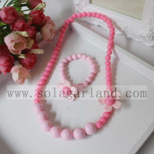 Collier de perles acryliques de fleur de soleil Bubblegum