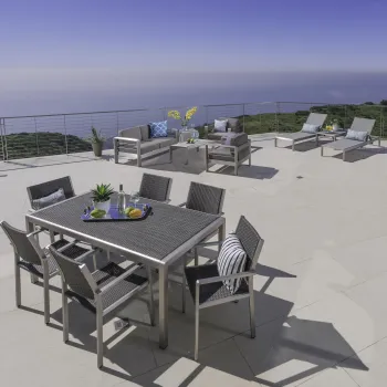 Luxury Hotel Aluminum Gas Fire Pit Rattan Furniture Set for Outdoor Gardens