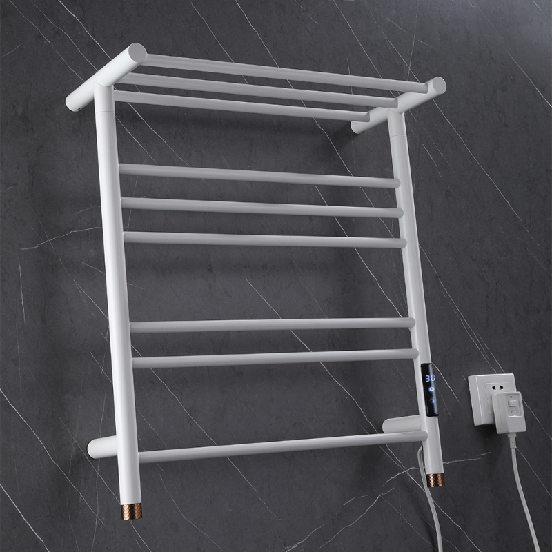 White Steel Heated Smart Towel Rail - New Style Wall Mount Bathroom Electric Rack