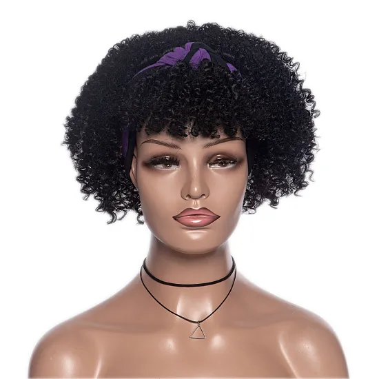 Wholesale Short Curly Headband Wigs for  Black Women Natural Looking Heat Resistant Hair for Daily Use