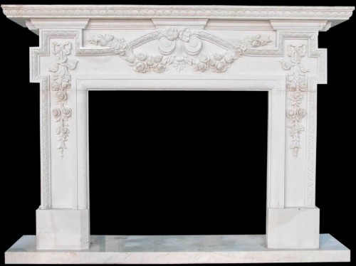 Western Style Italian Style White Marble Fireplace