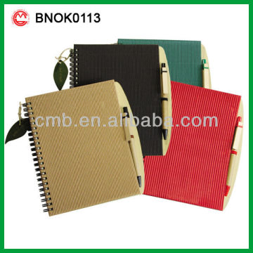 CORRUGATED SPIRAL NOTEBOOK WITH PEN