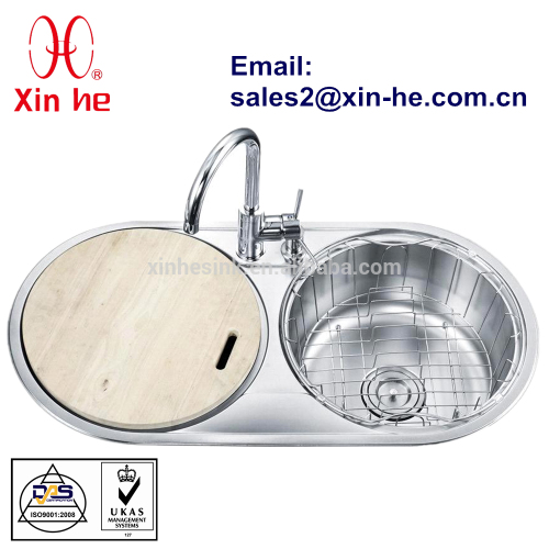 Stainless Steel Top mount Double Bowl Round kitchen Sink washing basin