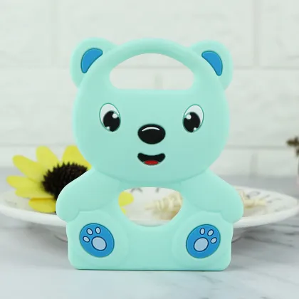 100% Food Grade Silicone Baby Teether: Cute Bear Shape for Sensory Relief and Grinding Teeth Pain