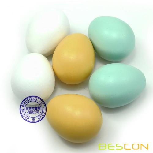 Bescon Wooden Eggs - 6 pieces Easter DIY Eggs - Children Play Kitchen Game Food Toy Faux Egg 3 Colors