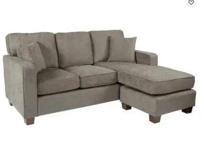 Russell Sectional Sofa Navy Fabric 2 Pillows Coffee Legs