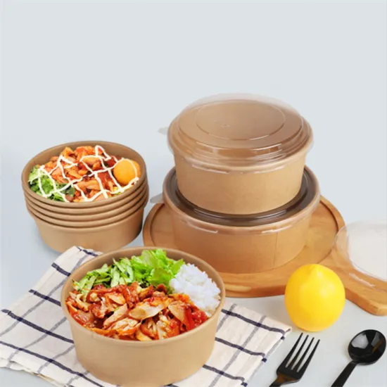 Recyclable paper salad bowl disposable brown kraft bowl