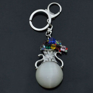 Elegant high end flower bottle-shaped pure white opal fancy keychain, OEM/ODM/small orders accepted