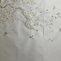 Flower and bird Elegant beige hand-painted wallpaper