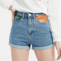 Costume Verão Sólido Cor Straight Senhoras Denim Shorts