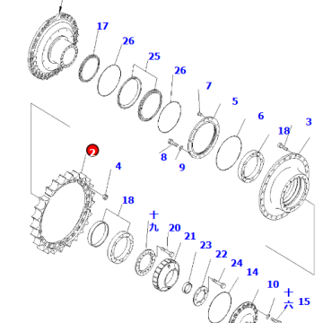Bulldozer D375A-5 with drive sprocket 195-27-33111, Bulldozer chassis components
