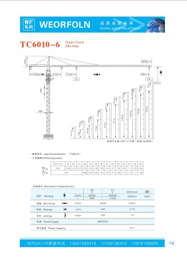 Tower Crane Tc6010-6 with Lifting Capacity 6ton