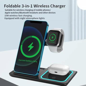 折りたたみ式3in1ワイヤレス充電器