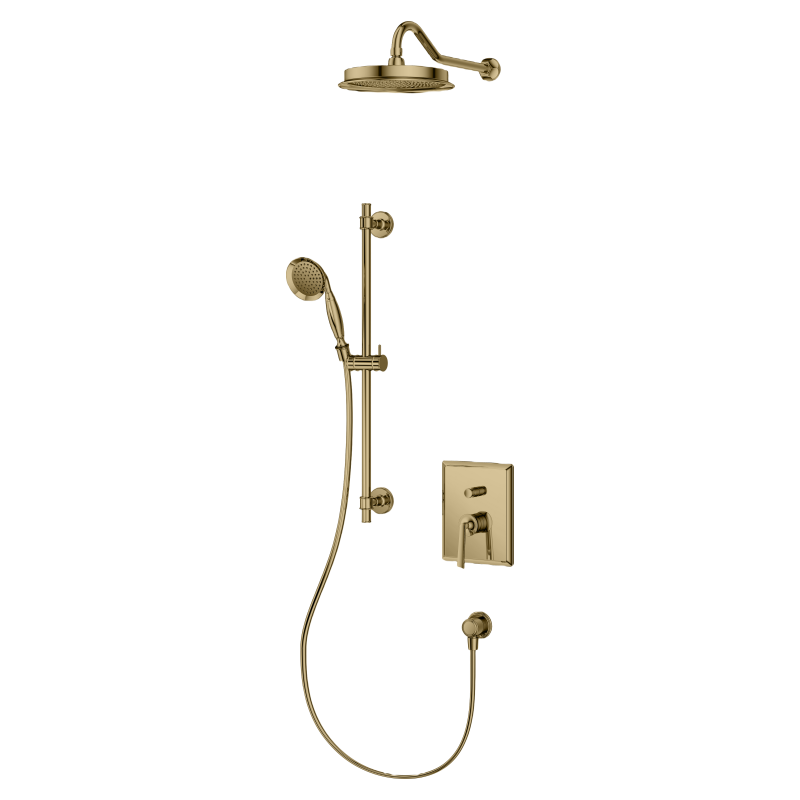 Showerpipe with overhead shower and Handshower