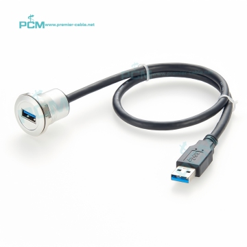 22 mm Industrial USB3.0 Tipo A Male a filo rotondo a filo rotondo Cavo di prolunga con finitura in alluminio per cabined telaio