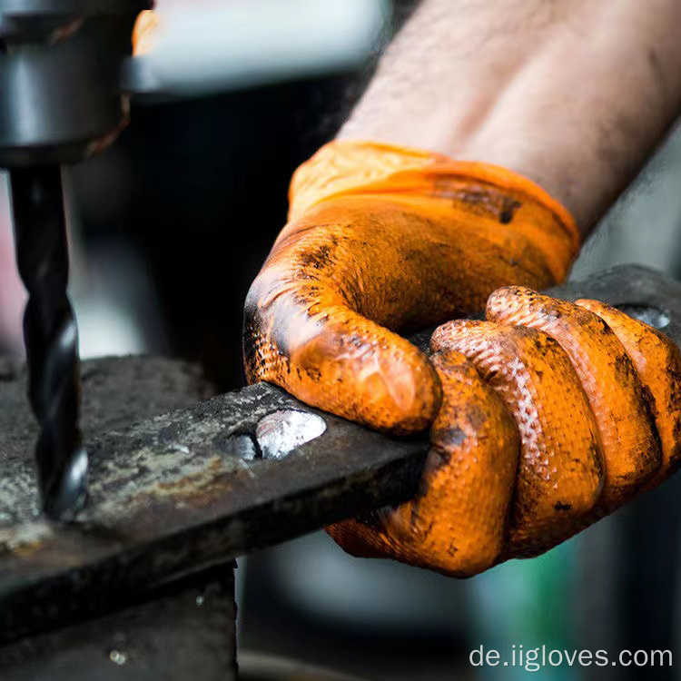 Anti-Sweat-Bildschirm Diamant Textur 8 mil dicker orange-synthetischer chemisch resistenter Mechaniker Nitrilhandschuh