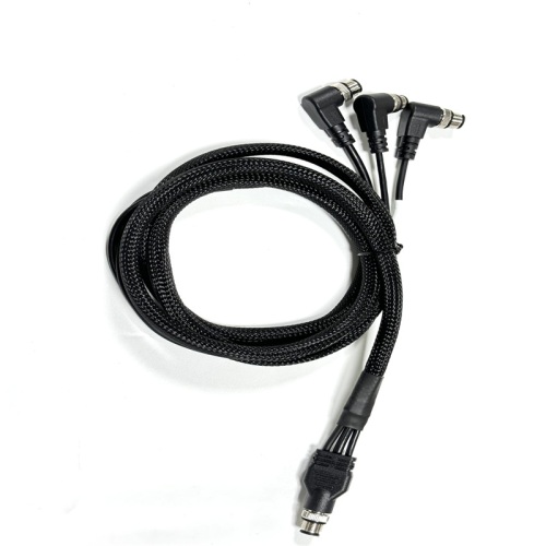 Cablaggio intrecciato con connettore a gomito M12 multi ramo