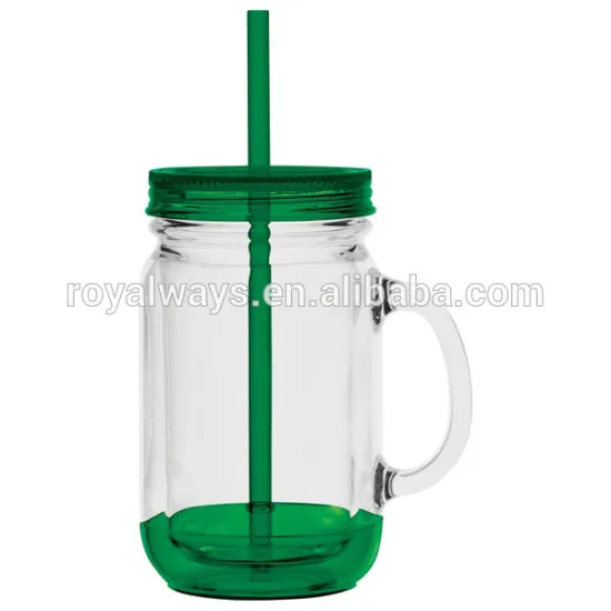 Large Double Wall Mason Jar Mugs/ Tumbler with Handle