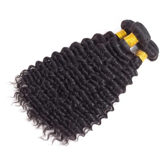 11A Grade Virgin Brazilian Hair Weave 3 Bundles Deep Wave Bundles with Frontal