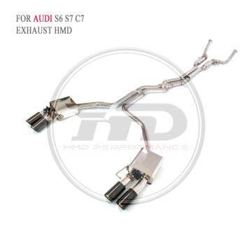 HMD Stainless Steel Exhaust Catback For AUDI S6 S7 C7 2013-2017 4.T With Muffler Valves Exhaust Auto Performance Parts Pipes