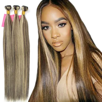Wholesale cheap 613 blonde omber straight hair bundles, omber double drawn human hair bundles, piano blonde double drawn hair