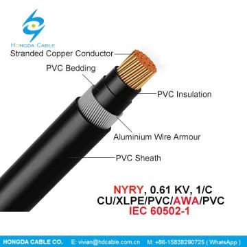 Nyry Power Cable 0.6/1 Kv 1/C Cu/PVC/PVC/Awa/PVC
