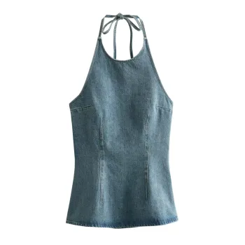 2024 Women's Washed Denim Halter Neck Vest Top - KAR & OT ZA 1208892
