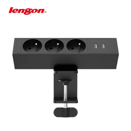 Desk Clamp Power Socket with Lengon Fixing for Conference Tables