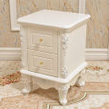 White MDF Wood Nightstand with Drawer