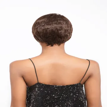 Short Length Pixie Cut Human Hair Machine Made Wig Non Lace Hair Wig In Stock